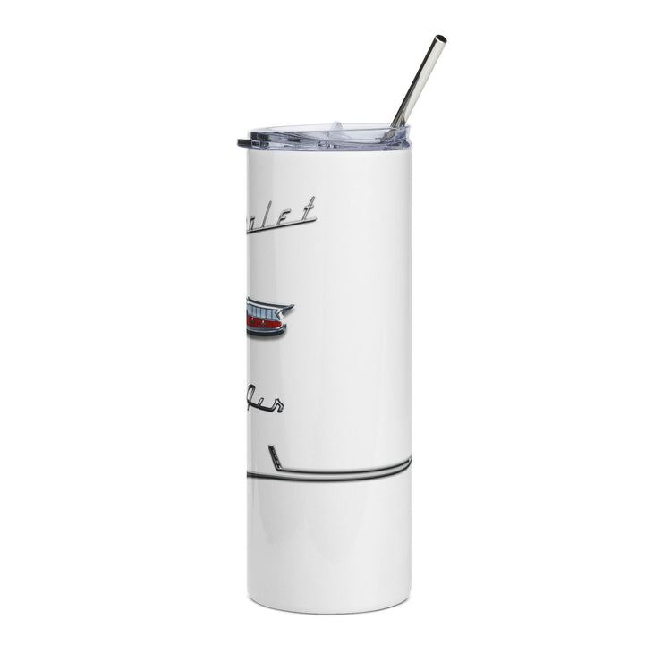 56 Chevy Tribute Skinny Matte Tumbler, 20oz White