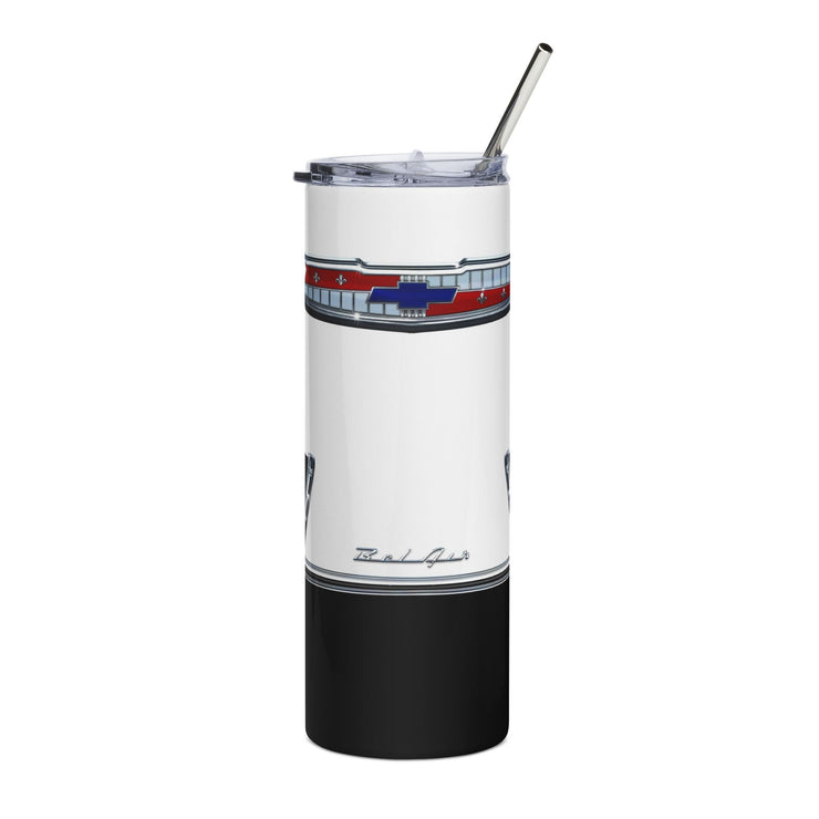 1955 55 Chevy Bel Air Tribute 20 ounce Tumbler with Straw Black/White