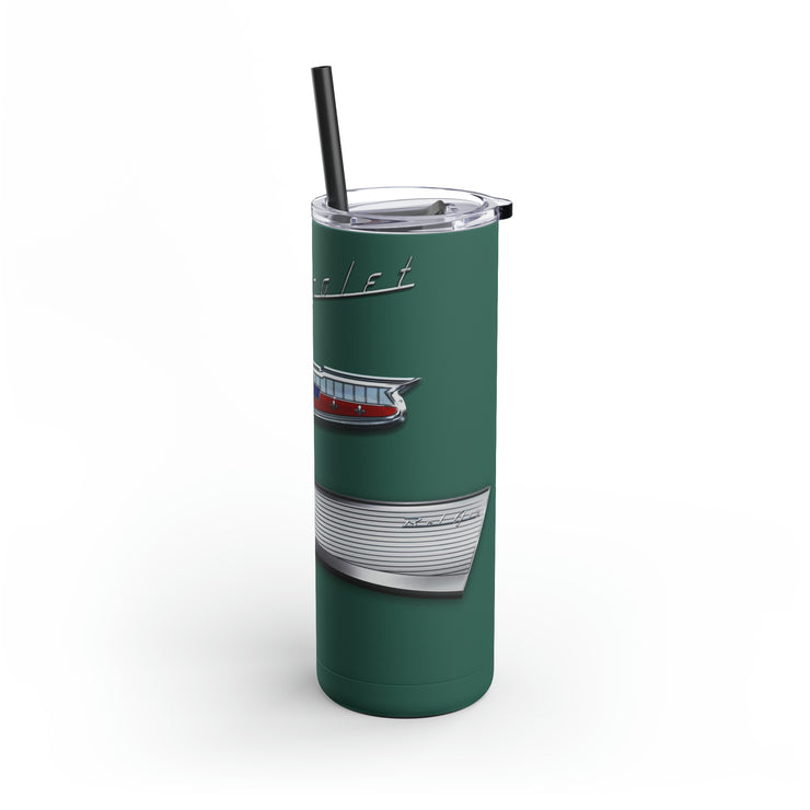 57 Chevy Tribute Skinny Matte Tumbler, 20oz Dark Green