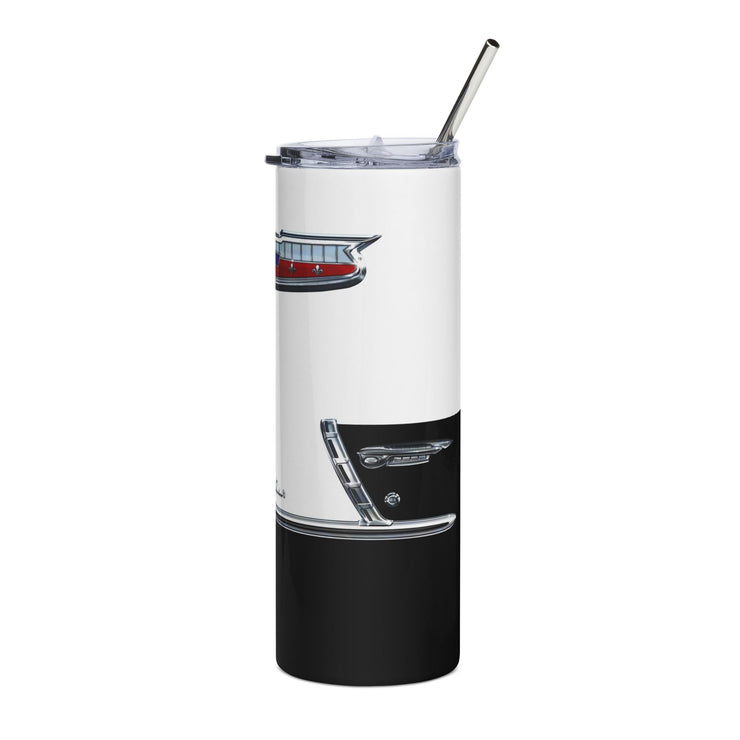 1955 55 Chevy Bel Air Tribute 20 ounce Tumbler with Straw Black/White