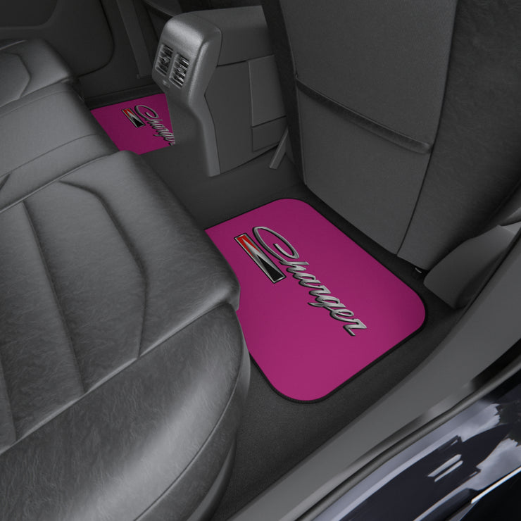 Pink Charger Black Stripe Tribute Car Floor Mats (Set of 4)