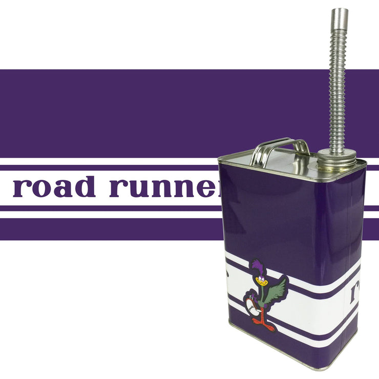PLYMOUTH ROAD RUNNER GALLON DECORATIVE GAS CAN PURPLE / WHITE