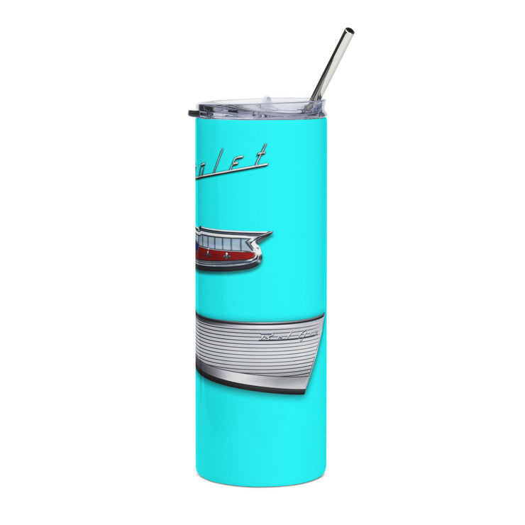 1957 57 Bel Air Tribute  20 ounce Tumbler with Straw Light Turquoise