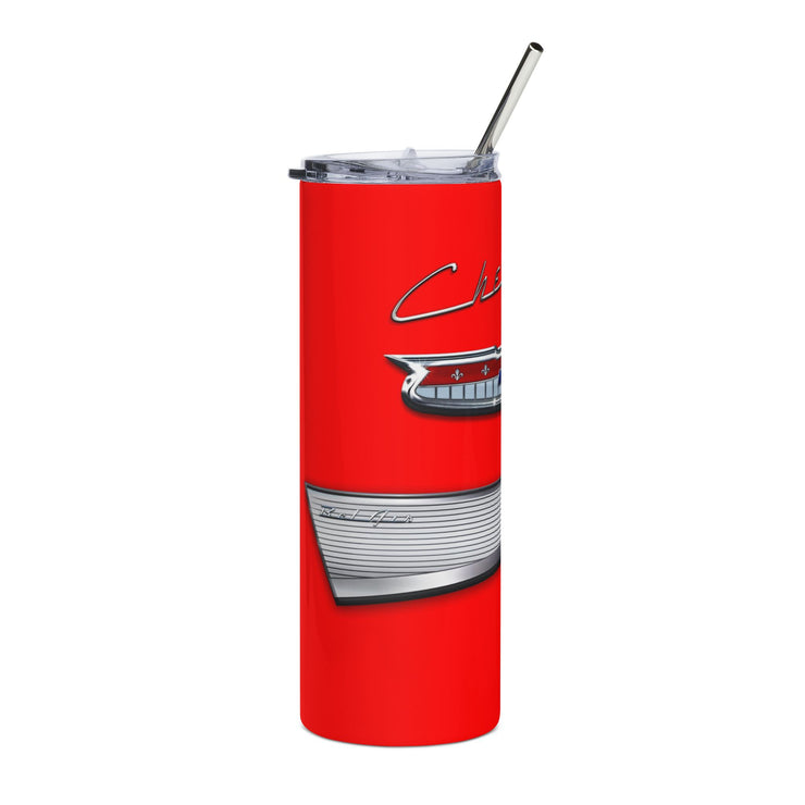 57 Chevy Tribute Skinny Matte Tumbler, 20oz Red