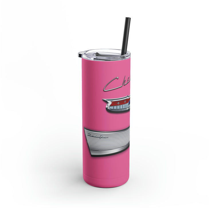 57 Chevy Tribute Skinny Matte Tumbler, 20oz pink