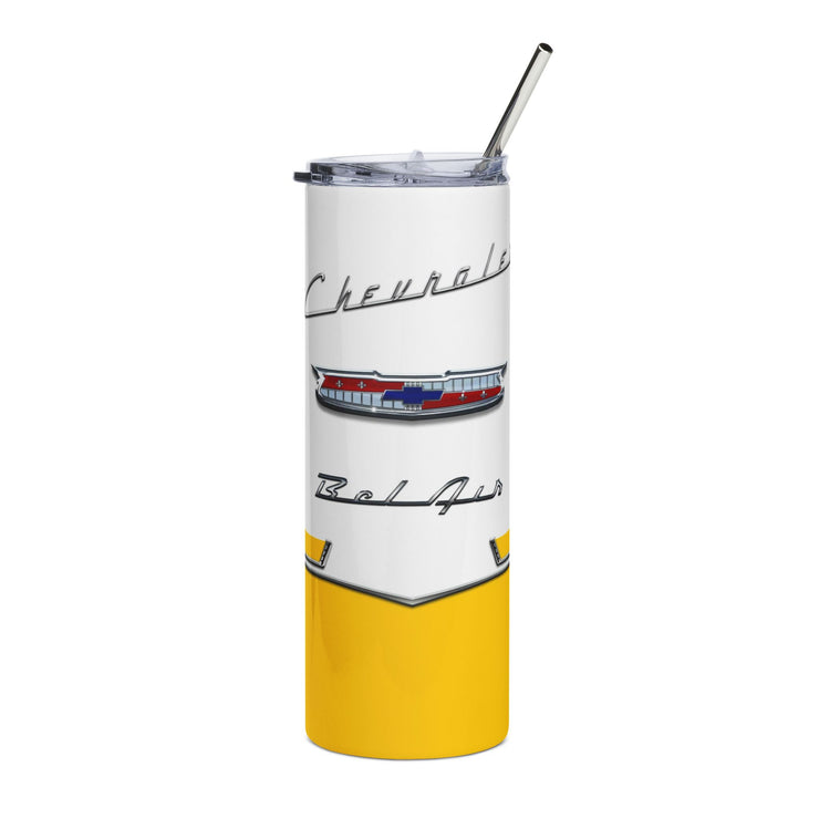 1956 56 Bel Air Tribute 20 ounce Tumbler with Straw Yellow/White