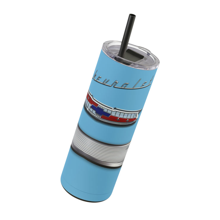 57 Chevy Tribute Skinny Matte Tumbler, 20oz Light Blue