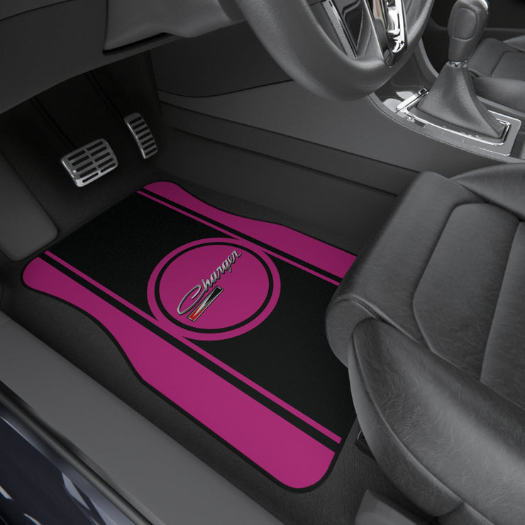 Pink Charger Black Stripe Tribute Car Floor Mats (Set of 4)