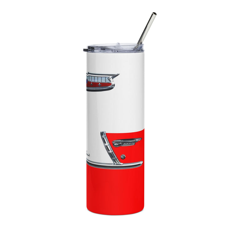 1955 55 Chevy Bel Air Tribute 20 ounce Tumbler with Straw Red/White