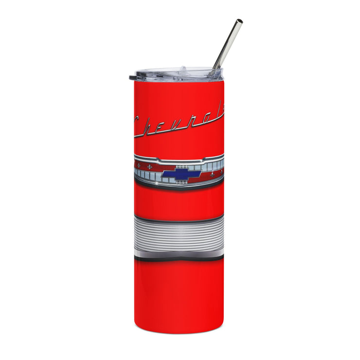 57 Chevy Tribute Skinny Matte Tumbler, 20oz Red
