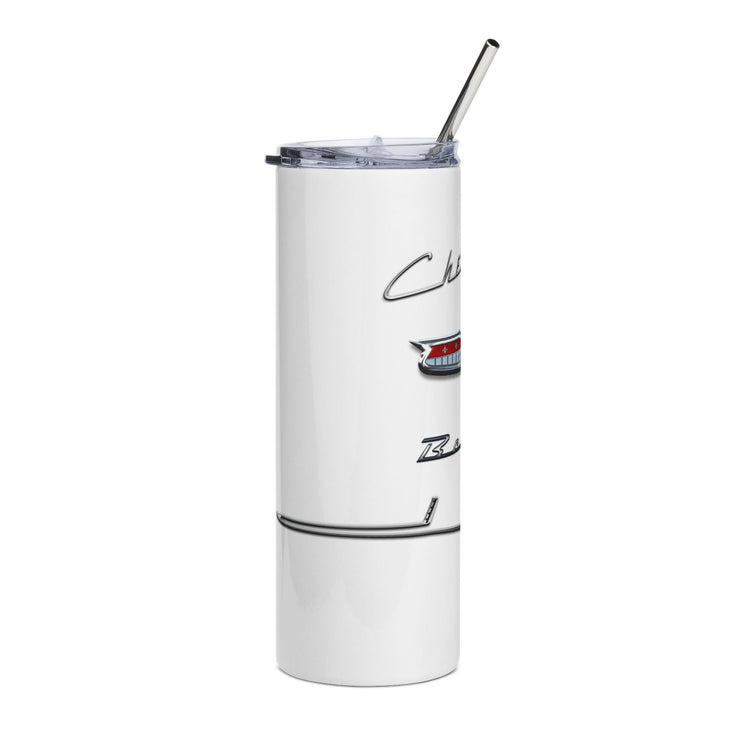 56 Chevy Tribute Skinny Matte Tumbler, 20oz White
