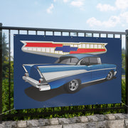 57 1957 Chevy Garage Shop Banner Tribute Blue Matte Banner