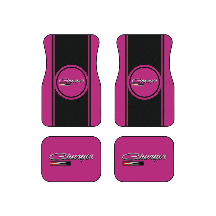 Pink Charger Black Stripe Tribute Car Floor Mats (Set of 4)