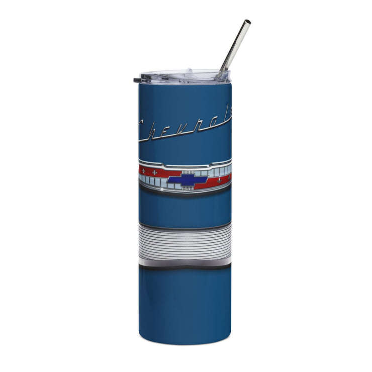 57 Chevy Tribute Skinny Matte Tumbler, 20oz Dark Blue