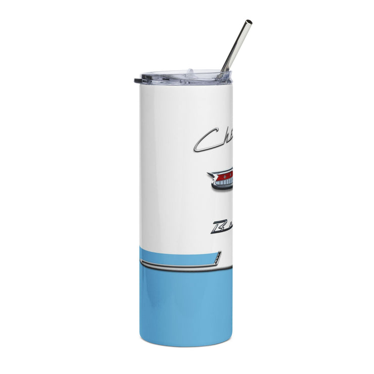 56 Chevy Tribute Skinny Matte Tumbler, 20oz Light Blue