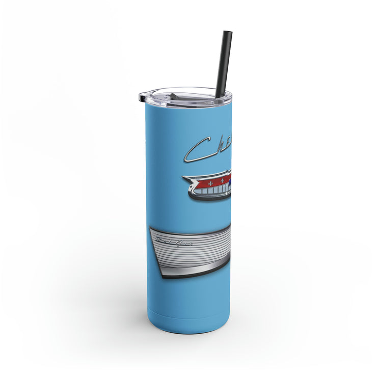 57 Chevy Tribute Skinny Matte Tumbler, 20oz Light Blue