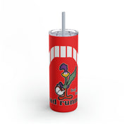 1971 1972 Plymouth Roadrunner Tribute Skinny Matte Tumbler, 20oz Red / White