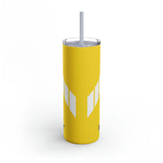 1971 1972 Plymouth Roadrunner Tribute Skinny Matte Tumbler, 20oz Yellow / White