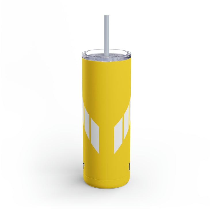 1971 1972 Plymouth Roadrunner Tribute Skinny Matte Tumbler, 20oz Yellow / White