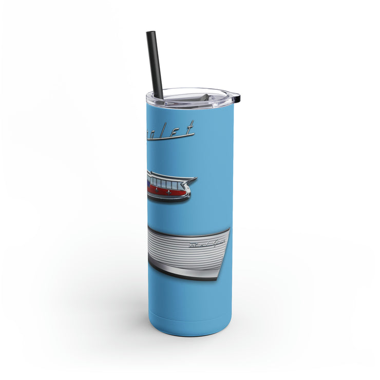 57 Chevy Tribute Skinny Matte Tumbler, 20oz Light Blue