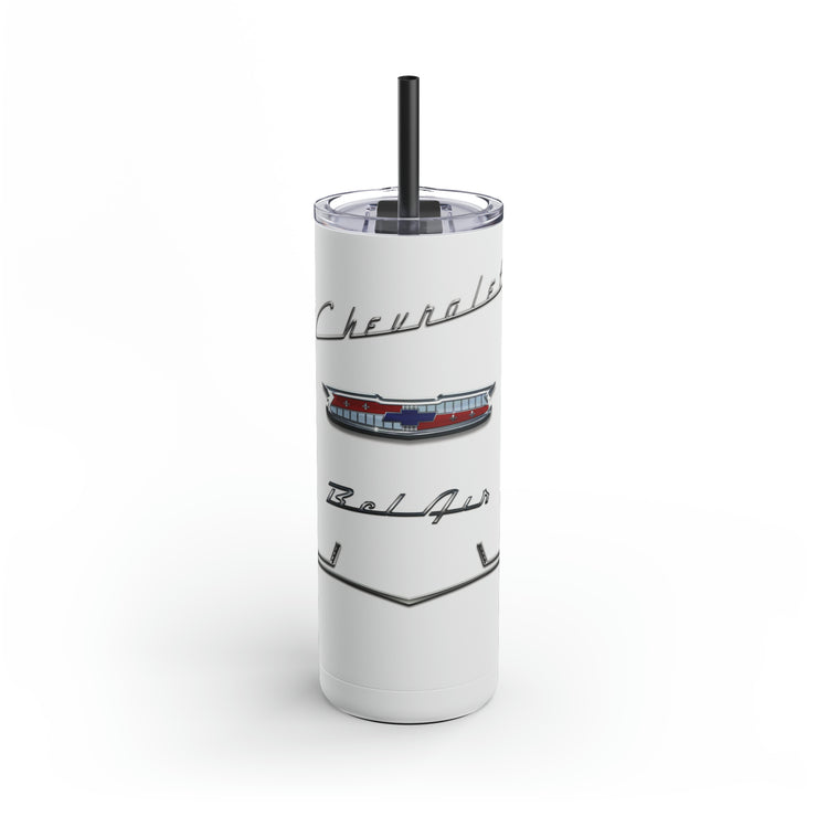 56 Chevy Tribute Skinny Matte Tumbler, 20oz White