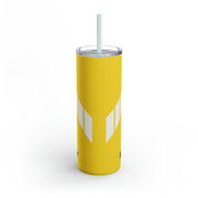 1971 1972 Plymouth Roadrunner Tribute Skinny Matte Tumbler, 20oz Yellow / White