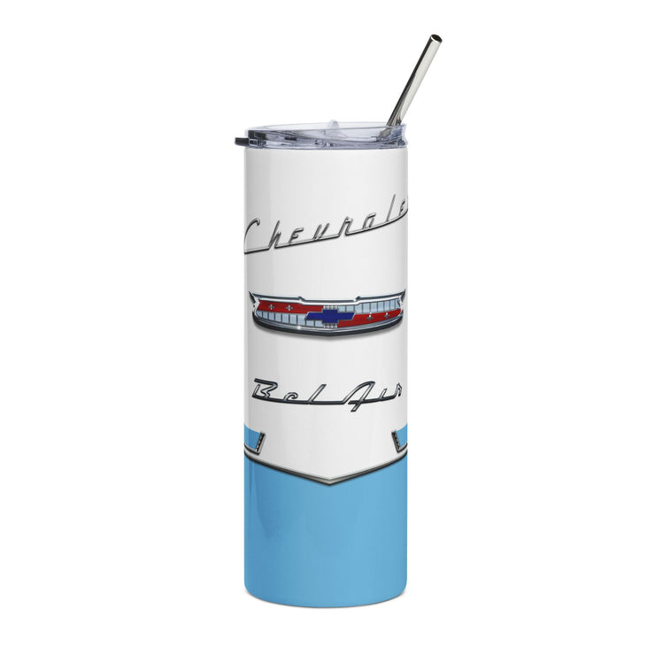 1956 56 Bel Air Tribute 20 ounce Tumbler with Straw Light Blue/White