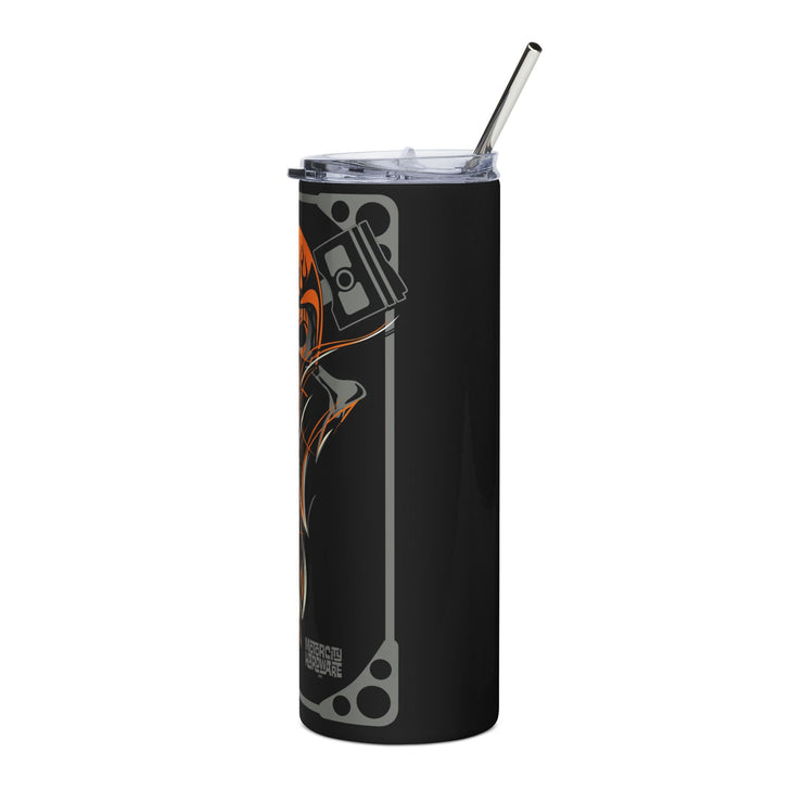 MCH Speed Demon Pinstriped 20 ounce Tumbler with Straw Black/Orange