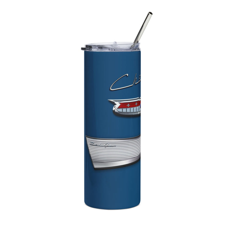 57 Chevy Tribute Skinny Matte Tumbler, 20oz Dark Blue