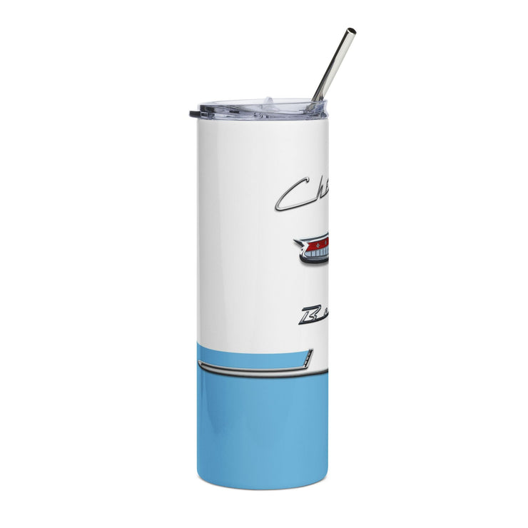 1956 56 Bel Air Tribute 20 ounce Tumbler with Straw Light Blue/White