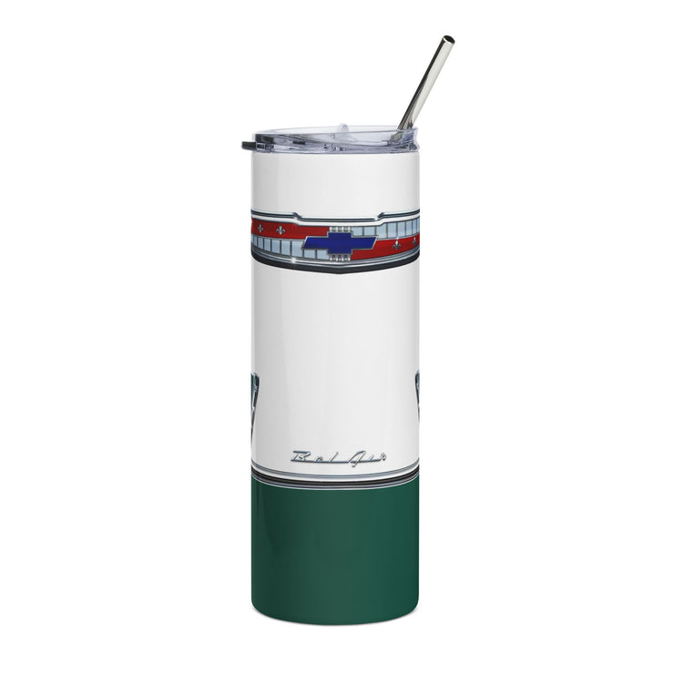 1955 55 Chevy Bel Air Tribute 20 ounce Tumbler with Straw Green/White