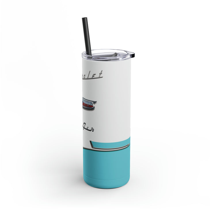 56 Chevy Tribute Skinny Matte Tumbler, 20oz Light Turquoise