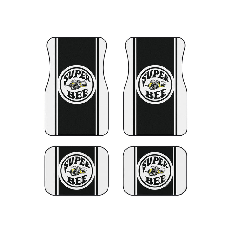 Super Bee Tribute Car Floor Mats (Set of 4) white / black