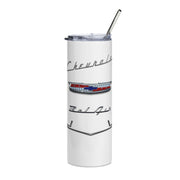 56 Chevy Tribute Skinny Matte Tumbler, 20oz White