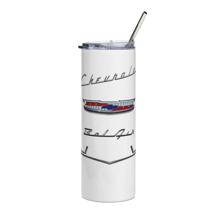 56 Chevy Tribute Skinny Matte Tumbler, 20oz White