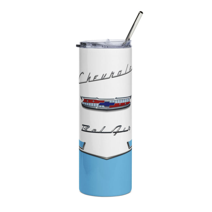 56 Chevy Tribute Skinny Matte Tumbler, 20oz Light Blue