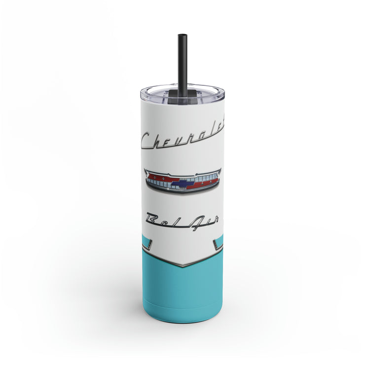 56 Chevy Tribute Skinny Matte Tumbler, 20oz Light Turquoise