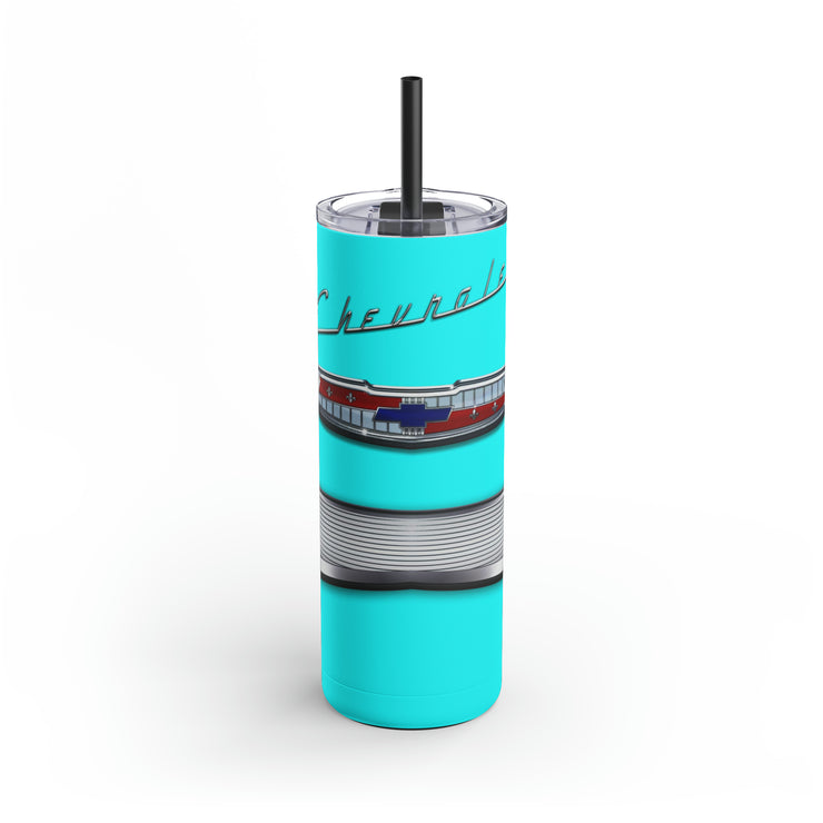 57 Chevy Tribute Skinny Matte Tumbler, 20oz Light Turquoise