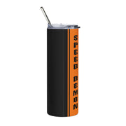 MCH Speed Demon Pinstriped 20 ounce Tumbler with Straw Black/Orange