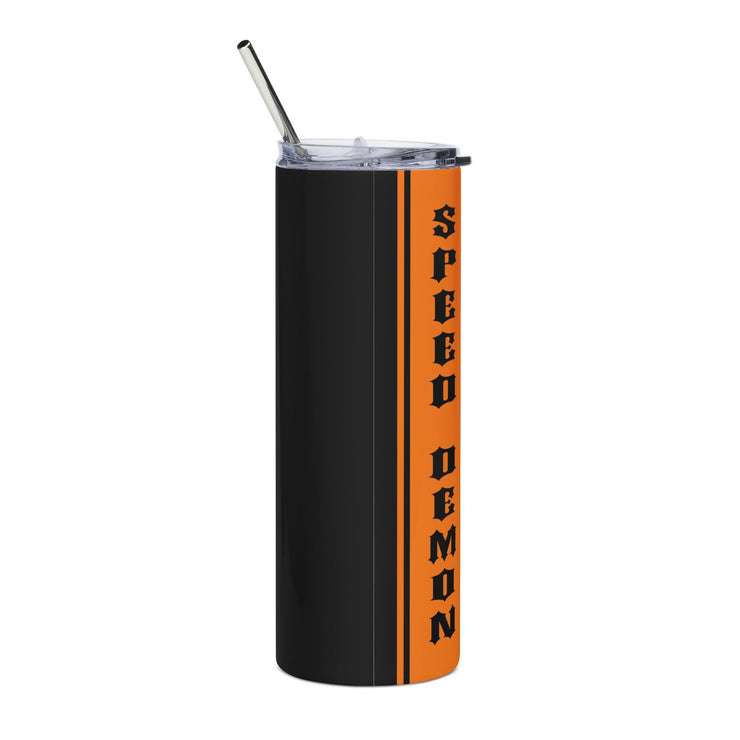 MCH Speed Demon Pinstriped 20 ounce Tumbler with Straw Black/Orange