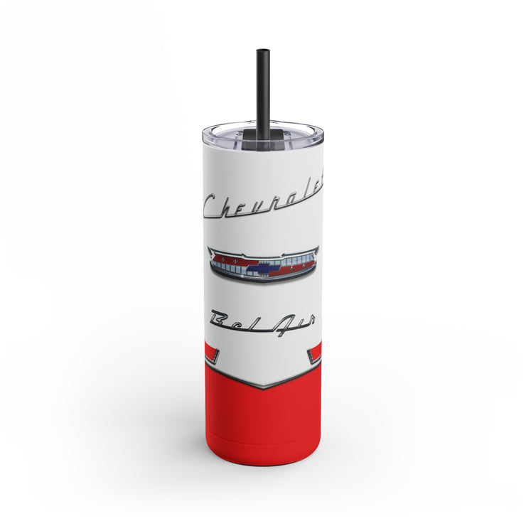 56 Chevy Tribute Skinny Matte Tumbler, 20oz Red