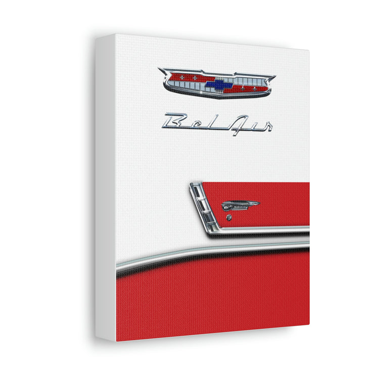 56 1956 Chevy Bel Air Tribute Stretched Canvas Wall Art red/white