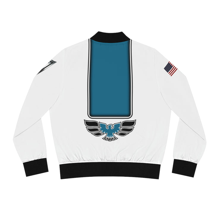 1970 1971 1973 Pontiac Firebird Trans am Tribute Women's Bomber Jacket (aop) White/blue