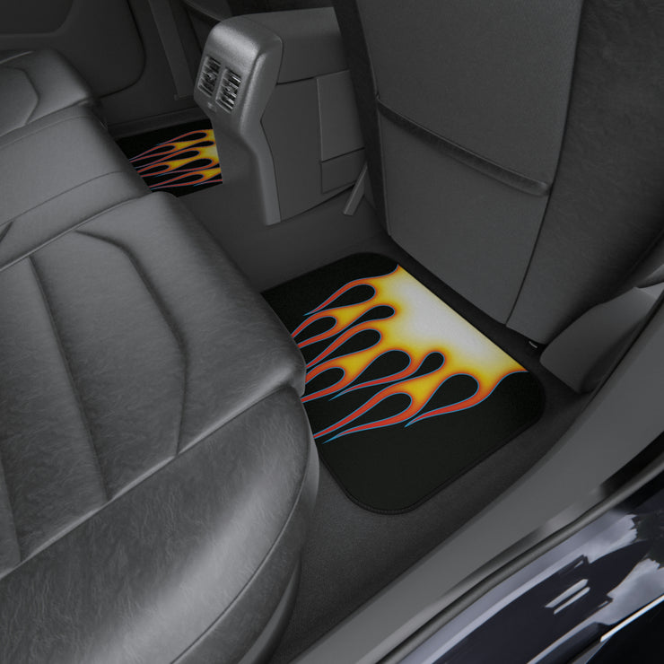 Classic Hot Rod Flame Pinstripe Car Floor Mats (Set of 4)