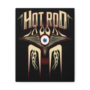 Vintage Hot Rod Flying Eye Style Stretched Canvas Wall Art Tan/Black