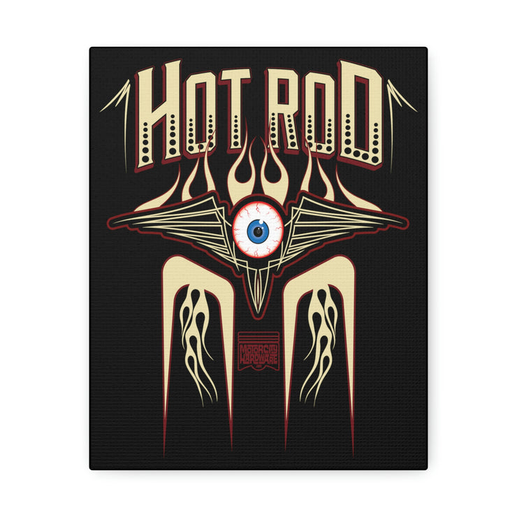 Vintage Hot Rod Flying Eye Style Stretched Canvas Wall Art Tan/Black