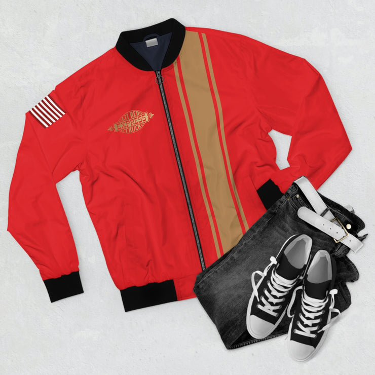 1977 1978 Dodge Lil' Red Express Truck Men's AOP Bomber Jacket Red/Gold