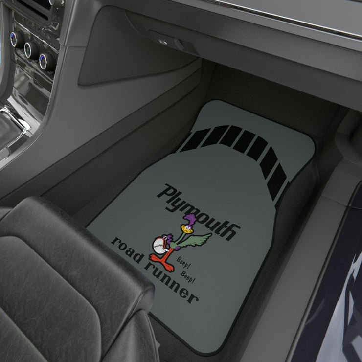 1971 1972 Plymouth Roadrunner Tribute Car Floor Mats (Set of 4) Dark Grey/Black