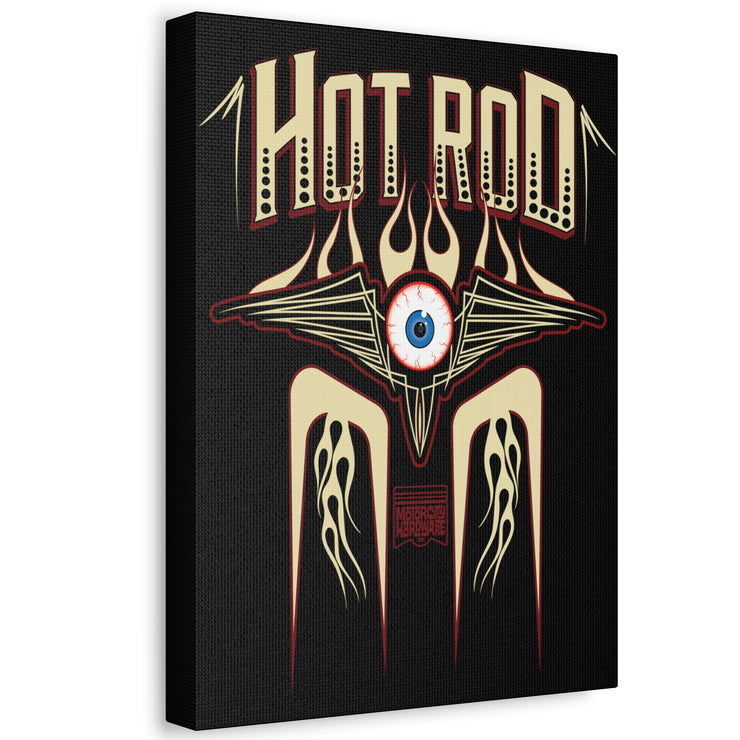 Vintage Hot Rod Flying Eye Style Stretched Canvas Wall Art Tan/Black