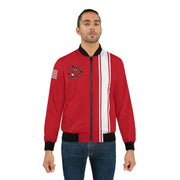 Road Runner Superbird Men's AOP Bomber Jacket Dark Red White Stripe